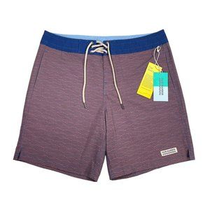 Fair Harbor The Nautilus Board Shorts- Red Waves- Mens 33 NWT! MSRP $68
